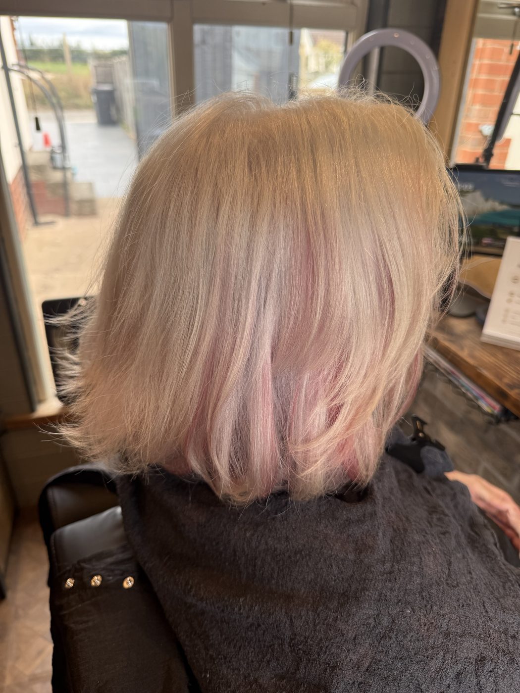 Before: faded pastel refreshed to a soft lilac-silver bob