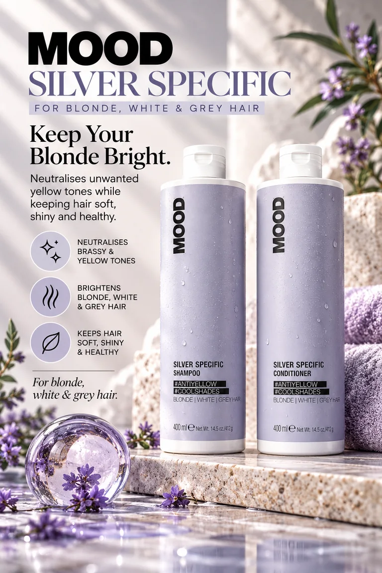 MOOD Silver Specific range: shampoo and conditioner, for blonde, white & grey hair